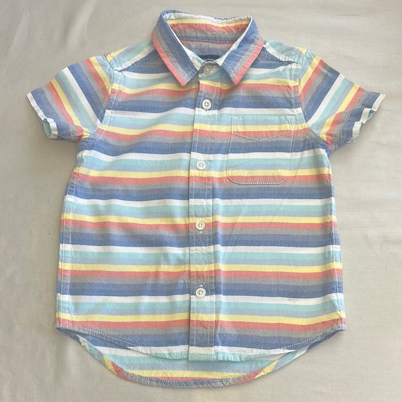 The Children's Place Blue and Yellow Button Down Shirt - Picture 1 of 4